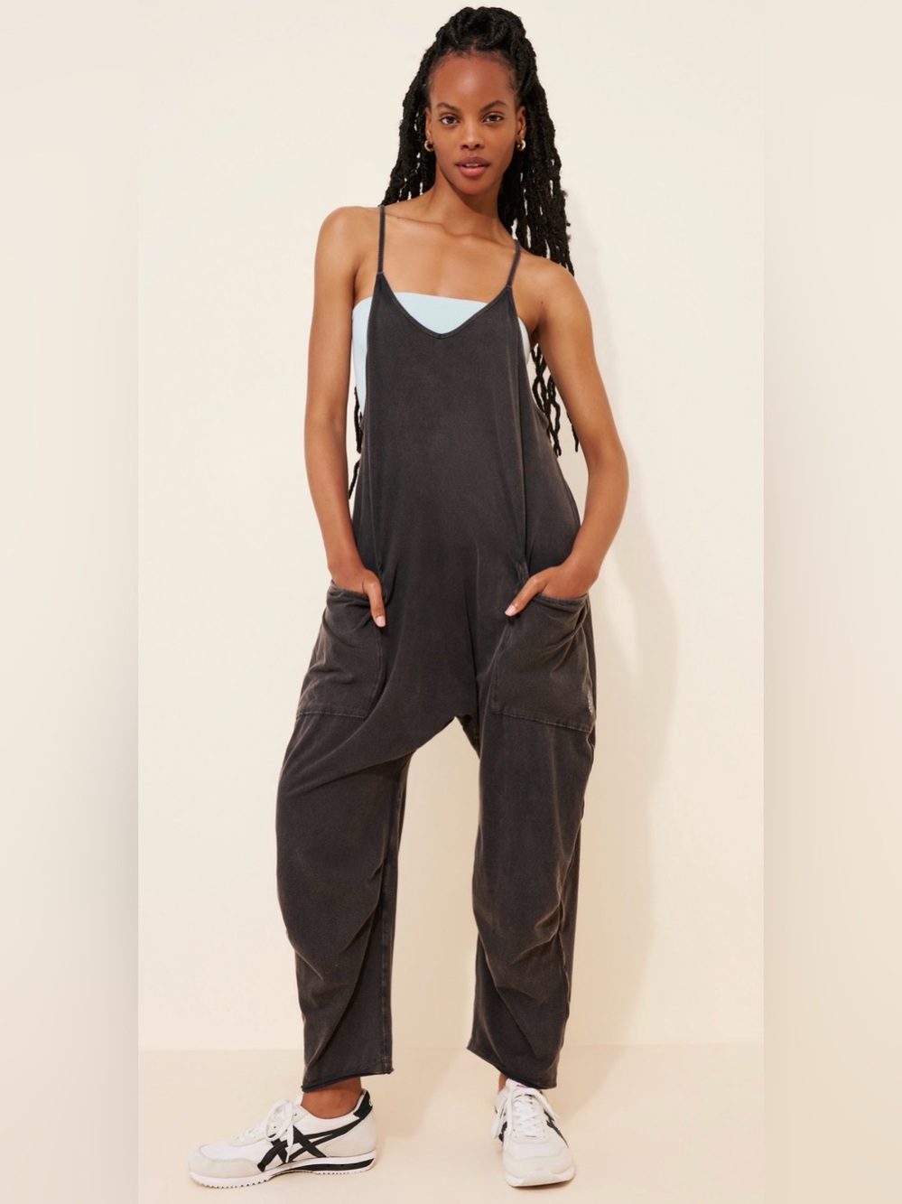 🩶 FP Movement Hot Shot Onesie Grey Jumpsuit Slouchy Utility Romper Size Small
